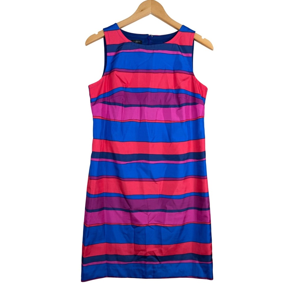 Talbots Sleeveless Striped Sheath Dress size‎ 10 Petite Blue/Pink